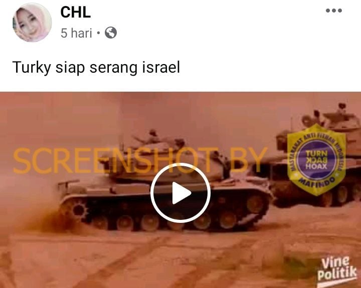 Video Turki siap serang Israel (Turnbackhoax.id)