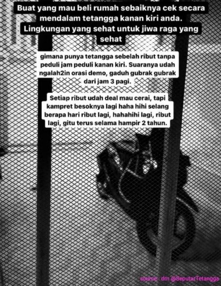 Viral Pasutri Gaduh Gubrak Gubruk Tiap Jam 3 Pagi. (Twitter/@SeputarTetangga)