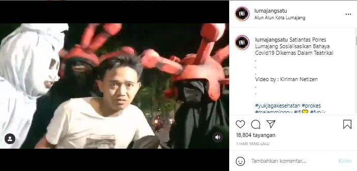 Viral teatrikal bahaya Covid-19, publik temukan kejanggalan (Instagram/LumajangSatu).