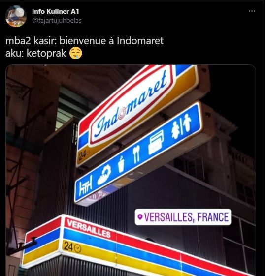 Indomaret berlokasi di Versailles, Prancis. (Twitter/@fajartujuhbelas)