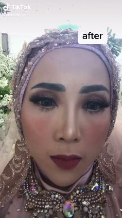 Hasil riasan pengantin pakai jasa MUA mantan kekasih suami. (Tiktok/@dear.anya)