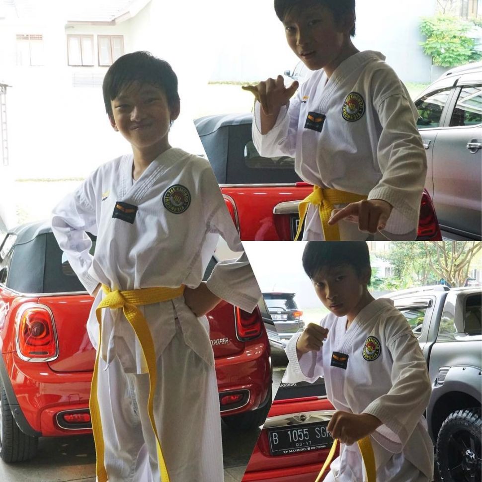 Azka Corbuzier hobi taekwondo. [Instagram]