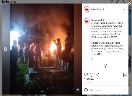 Detik-detik warga bakar makam jenazah Covid-19 (IG/lambe_turah)