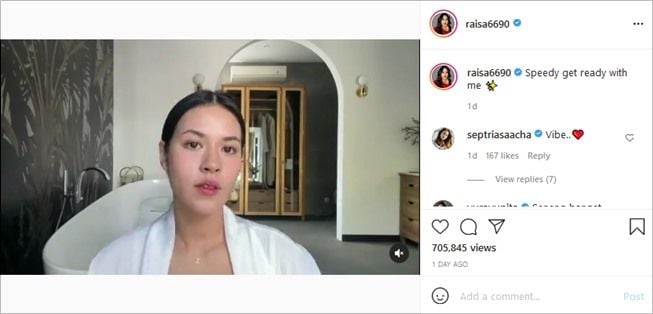 Raisa unggah video makeup, kamar mandi mewah bikin salah fokus. (Instagram/@raisa6690)