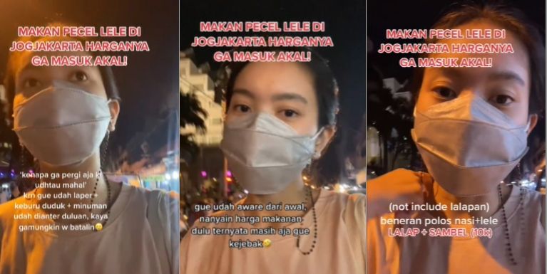 Cewek makan di warung kaki lima Malioboro syok tahu harga viral (TikTok/aulroket).