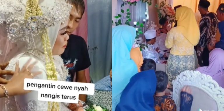 Acara pesta pernikahan penuh air mata berlinang viral (TikTok/hamsong12).