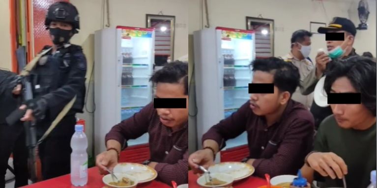 Warung digerebek pas lagi enak-enak makan viral  (TikTok/raida_mnur).