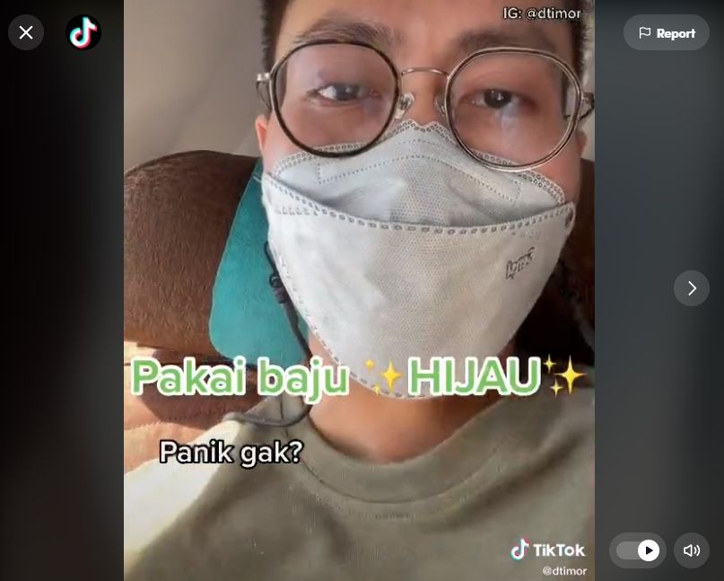 Panik naik pesawat lintasi Pantai Selatan pakai baju hijau (tiktok)