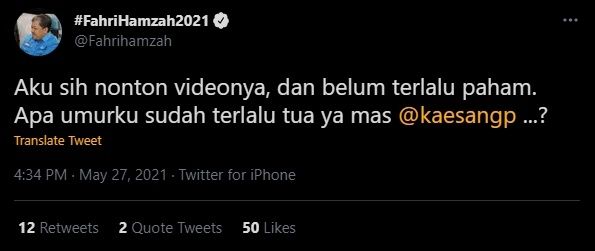 Cuitan Fahri Hamzah Sentil Kaesang. (Twitter/@Fahrihamzah)