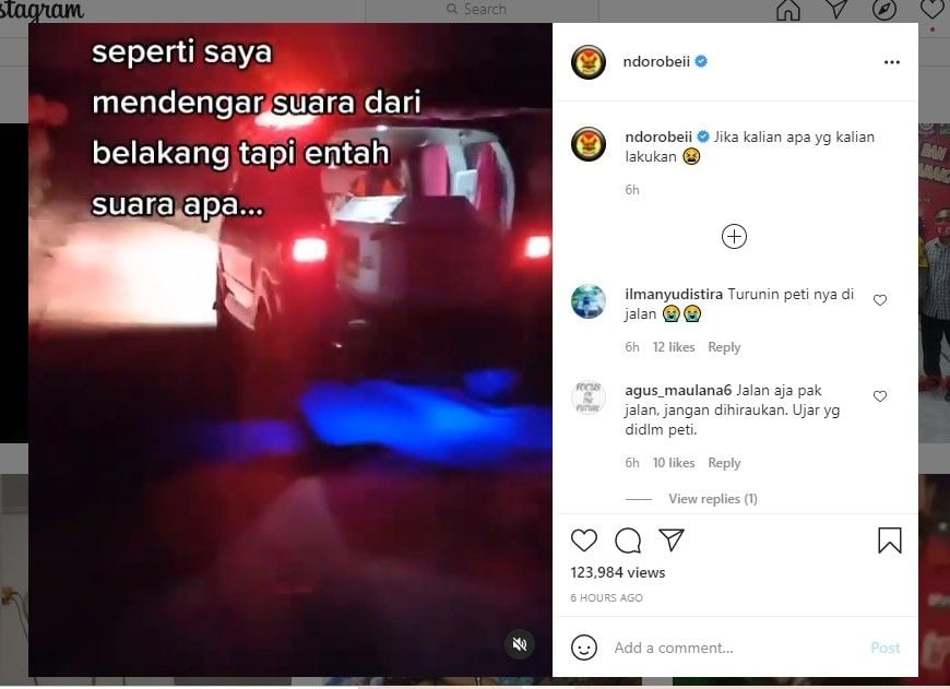 Mobil pembawa jenazah tersesat di hutan (IG/ndorobeii)