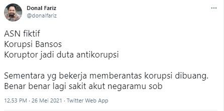 Donal Fariz sebut negara lagi sakit akut (Twitter/donalfariz)