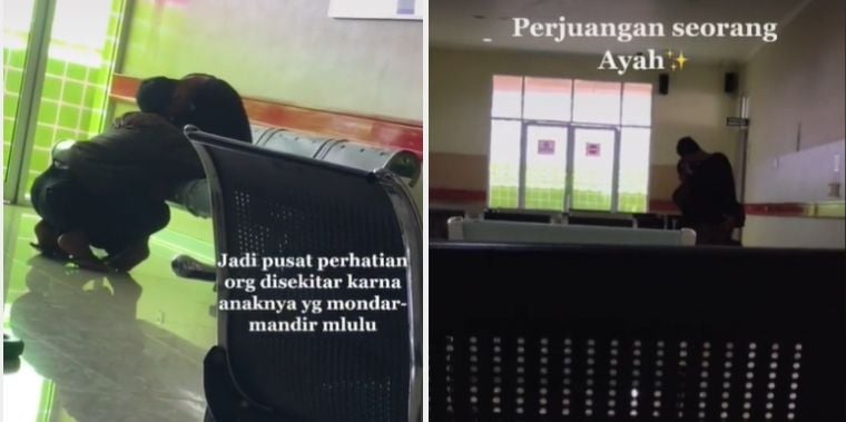 Potret ayah tabah temani sang anak terapi jiwa (TikTok).