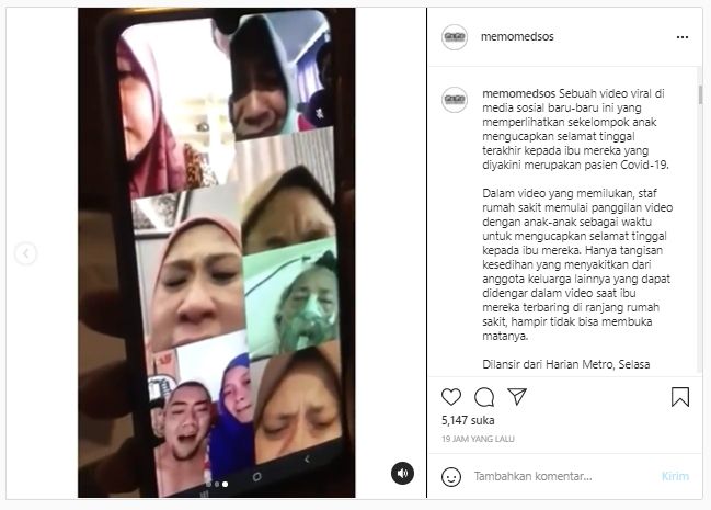 Viral momen haru detik-detik ibu meninggal, anak tuntun baca syahadat (Instagram/memomedsos).