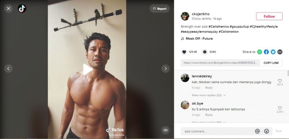 Chicco Jerikho Pamer Badan Berotot di TikTok