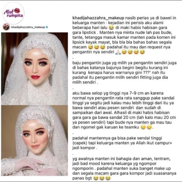 Curhat MUA Dimaki Habis-habisan Oleh Keluarga Pengantin. (Twitter/@AREAJULID)