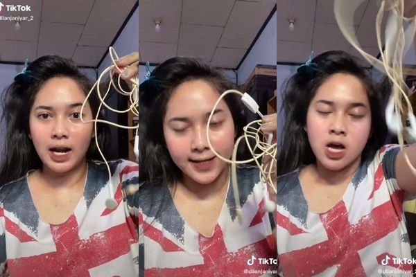 Viral Wanita Curhat Dendam Kesumat Sama Headset. (TikTok/@dilanjaniyar_2)