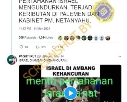 CEK FAKTA Viral Informasi Menteri Pertahanan Israel Mengundurkan Diri. (Turnbackhoax.id)