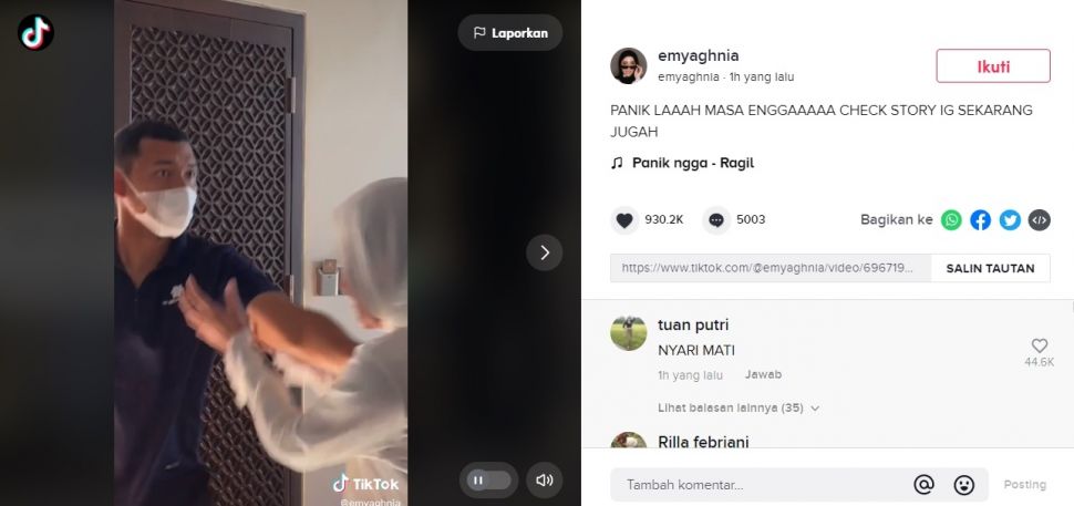 Viral Istri Sengaja Selingkuh Biar Dipergoki Suami. (TikTok/@emyaghnia)