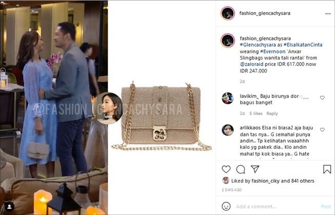 Glenca Chysara pakai tas murah saat syuting. (Instagram/@fashion_glencachysara)