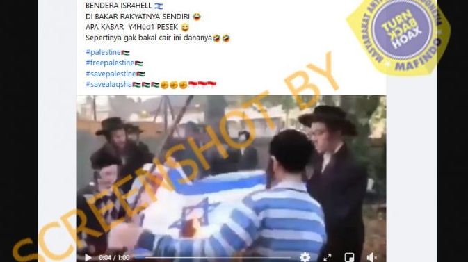 CEK FAKTA Bendera Israel dibakar rakyatnya sendiri karena konflik dengan Palestina (Turnbackhoax.id).