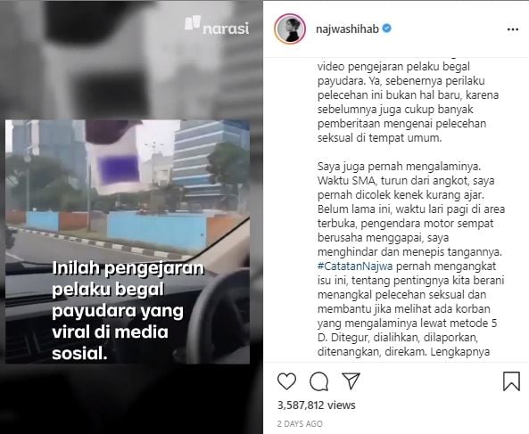 Najwa Shihab pernah jadi korban pelecehan. [Instagram/najwashihab]