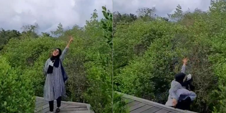 Viral wanita dadah-dadah berujung terperosok ke hutan mangrove 5 (Instagram/nurhayati.muh.nur.hamdja1507).