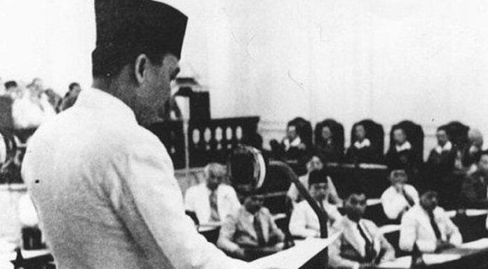 Soekarno mengemukakan Pancasila saat Sidang Badan Penyelidik Usaha-usaha Persiapan Kemerdekaan Indonesia (BPUPKI). (Kemendikbud.go.id)