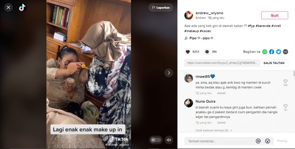 MUA ditodong emak-emak minta bedak buat si bayi, takut kena sawan pengantin (TikTok).