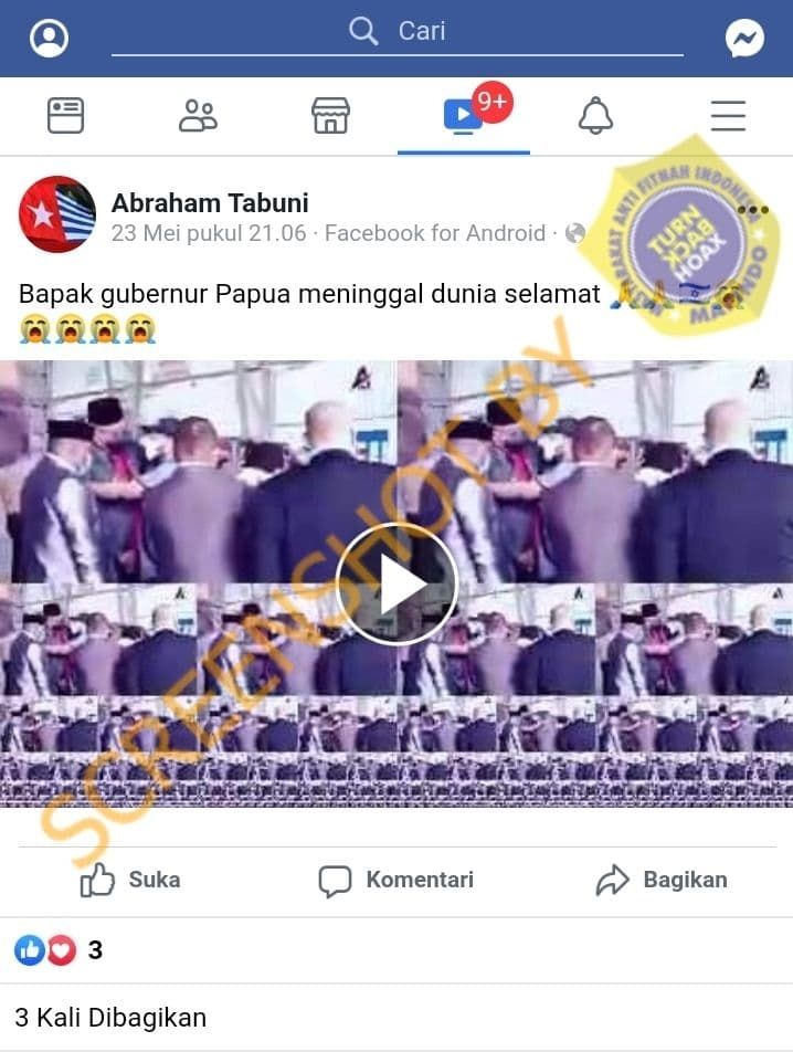 Fakta Gubernur Papua meninggal dunia (Turnbackhoax.id)