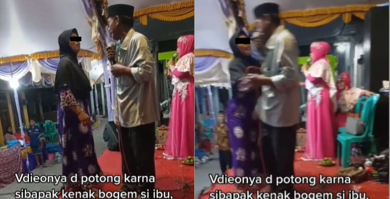 Suami nyanyi bareng biduan, emak-emak naik panggung sampai ngamuk-ngamuk (TikTok).