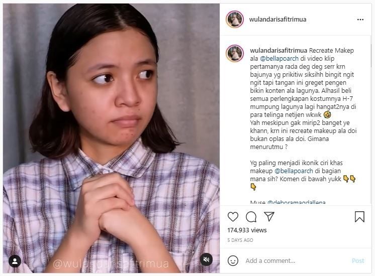 Viral Transformasi Mirip Bella Poarch, Cuma Pakai Makeup (instagram.com/wulandarisafitrimua)