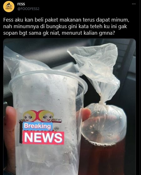 Curhat Masalah Kemasan dan Isi Minuman Dipisah, Orang Ini Malah Balik Diskakmat Warganet (Twitter/@FOODFESS2)