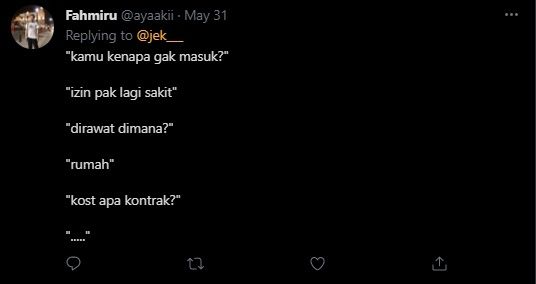 Viral Chat Izin Tak Masuk Kerja ke Bos Dibalas Mengejutkan. (Twitter/@ayaakii)