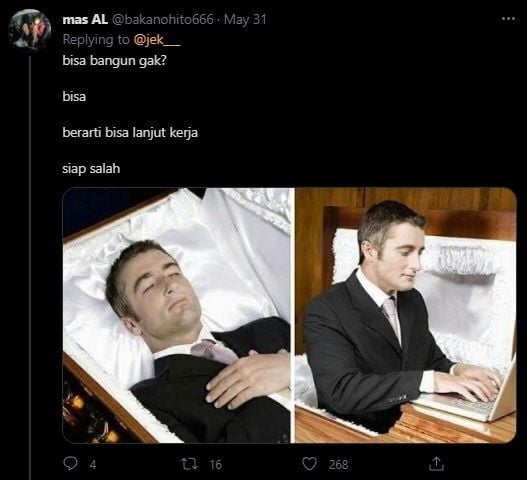 Viral Chat Izin Tak Masuk Kerja ke Bos Dibalas Mengejutkan. (Twitter/@bakanohito666)