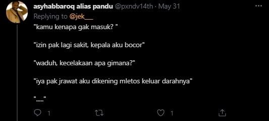 Viral Chat Izin Tak Masuk Kerja ke Bos Dibalas Mengejutkan. (Twitter/@pxndv14th)