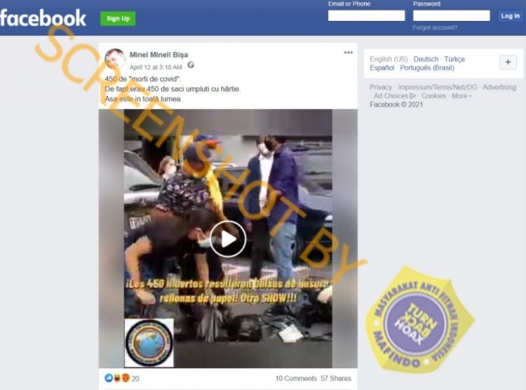 CEK FAKTA Viral Video 450 Kantong Jenazah Covid-19 Saat Dibuka Berisi Kertas. (Turnbackhoax,id)