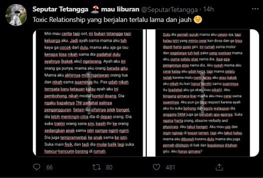 Viral Anak Curhat Takut Ibu Dibunuh Ayahnya. (Twitter/@SeputarTetangga)