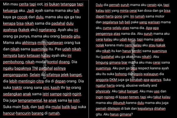 Viral Anak Curhat Takut Ibu Dibunuh Ayahnya. (Twitter/@SeputarTetangga)