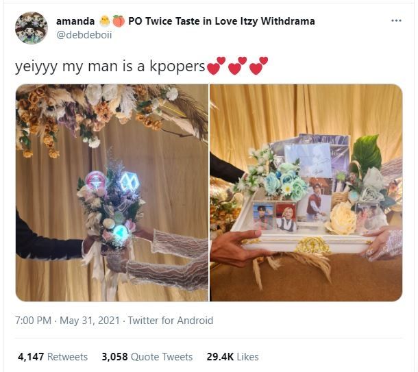 Viral Seserahan Ala K-Popers saat Menikah (twitter.com/debdeboii)