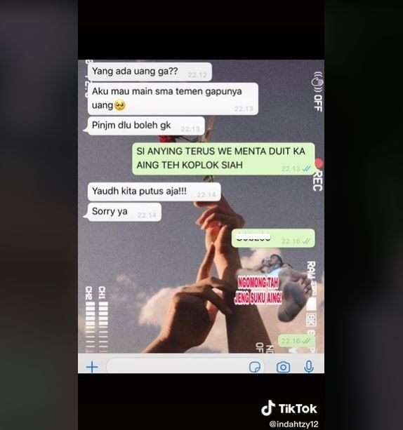 Viral Curhat Wanita Putus karena Diporotin Pacar (tiktok.com/@indahtzy12)