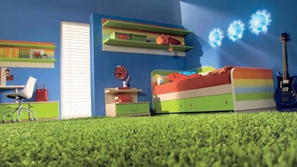 Kamar Minimalis dengan Rumput Sintetis. (Foto: Grass Warehouse)