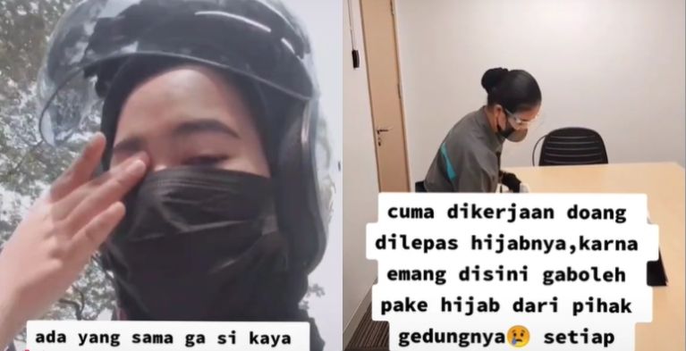 Curhat wanita sedih harus lepas hijab karena pekerjaan (TikTok).