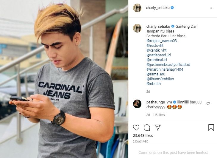 Rambut baru Charly Van Houten. [Instagram/charly_setiaku]