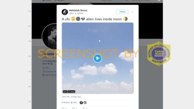 Heboh Video Penampakan UFO Alien Tinggal di dalam Bulan. (Turnbackhoax.id)