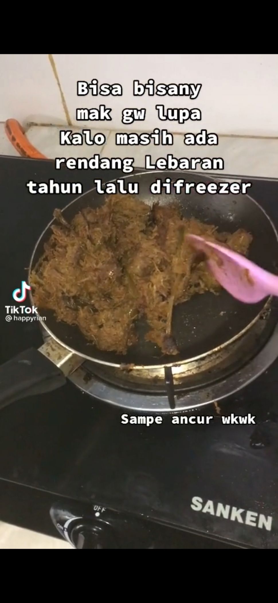 Makan Stok Rendang Tahun Lalu, Warganet: Mending Taruh di Museum. (Dok: TikTok/Happyrian)