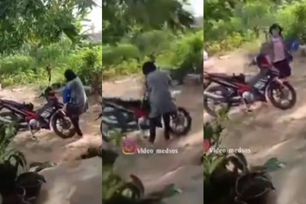 Viral Emak-emak 'Meledak' Kejar Perekam Pakai Balok. (Instagram/@video_medsos)