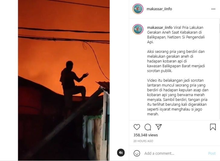 Viral Aksi 'Avatar' Pria Saat Kebakaran Rumah. (Instagram/@makassar_iinfo)