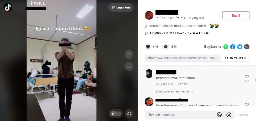 Viral Pria Asyik Main TikTok Saat Sahabat Sakaratul Maut. (TikTok/@alw*****ahh)