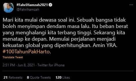 Fahri Hamzah Peringati 100 Tahun Soeharto. (Twitter/@Fahrihamzah)