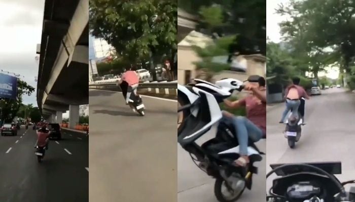 Viral Video Bang Jago Jumping Tanpa Helm di Jalanan. (Instagram/@makassar_iinfo)